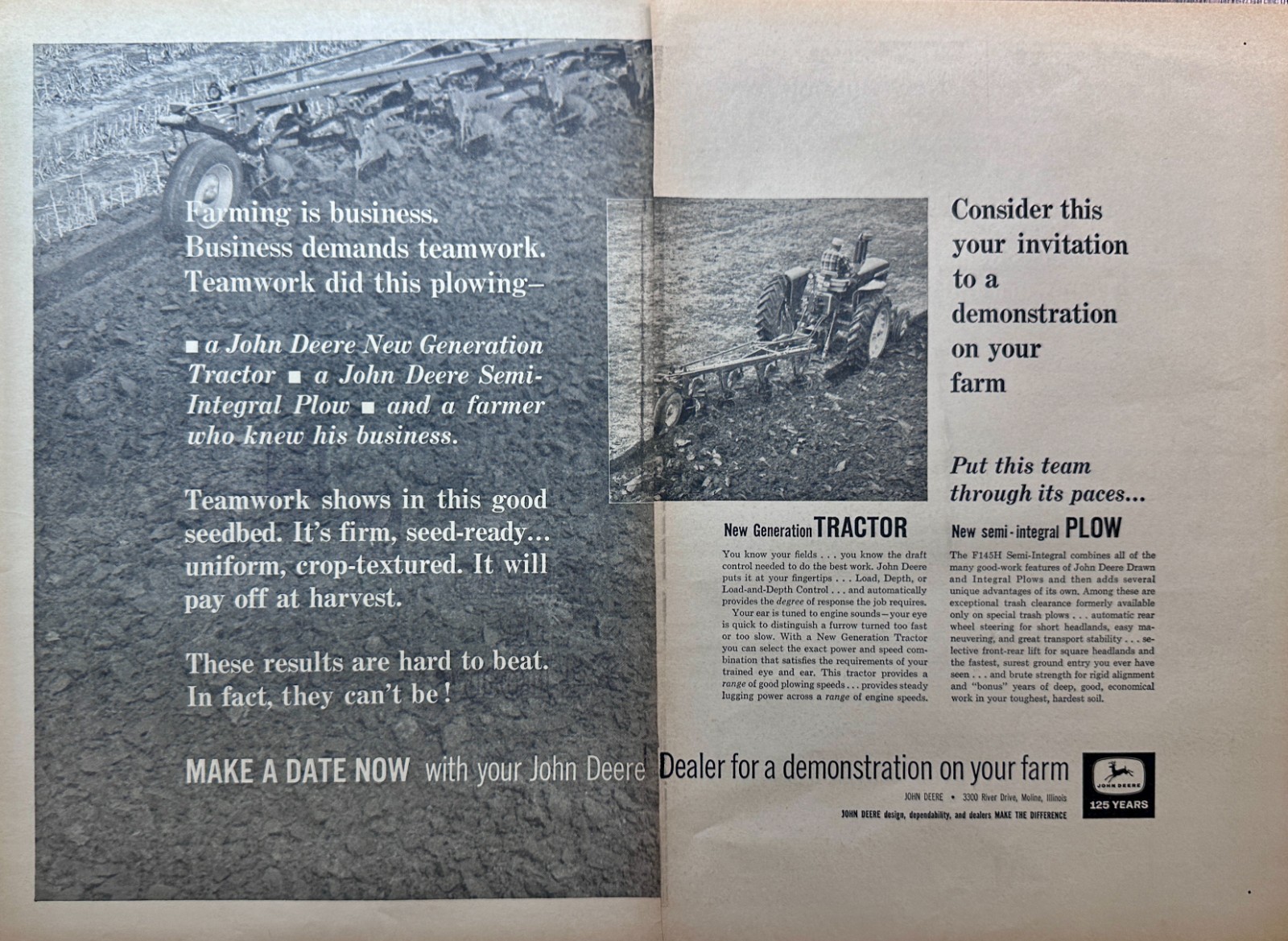 Lot of (6) 1962 John Deere Farm Equipment Original Advertisements #N5096