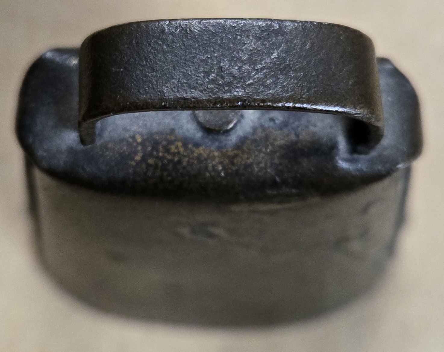 Rare Antique Advertising Miniature Cow Bell Metcalf Co Men’s Outfitters Decal