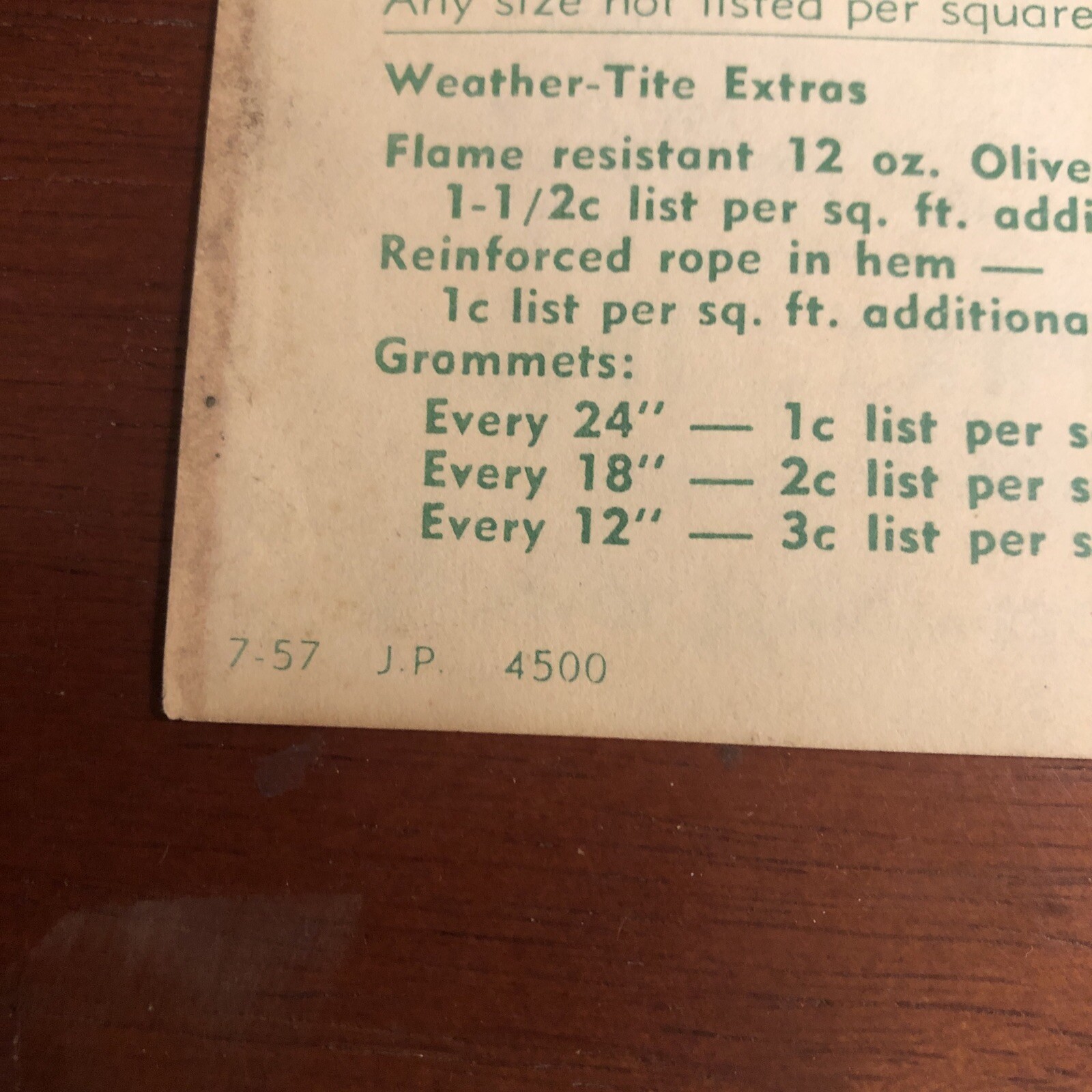 1950s BURCH TRACTOR-TARP Brochure / WEATHER-TITE Tarpaulins Price List ~ VTG