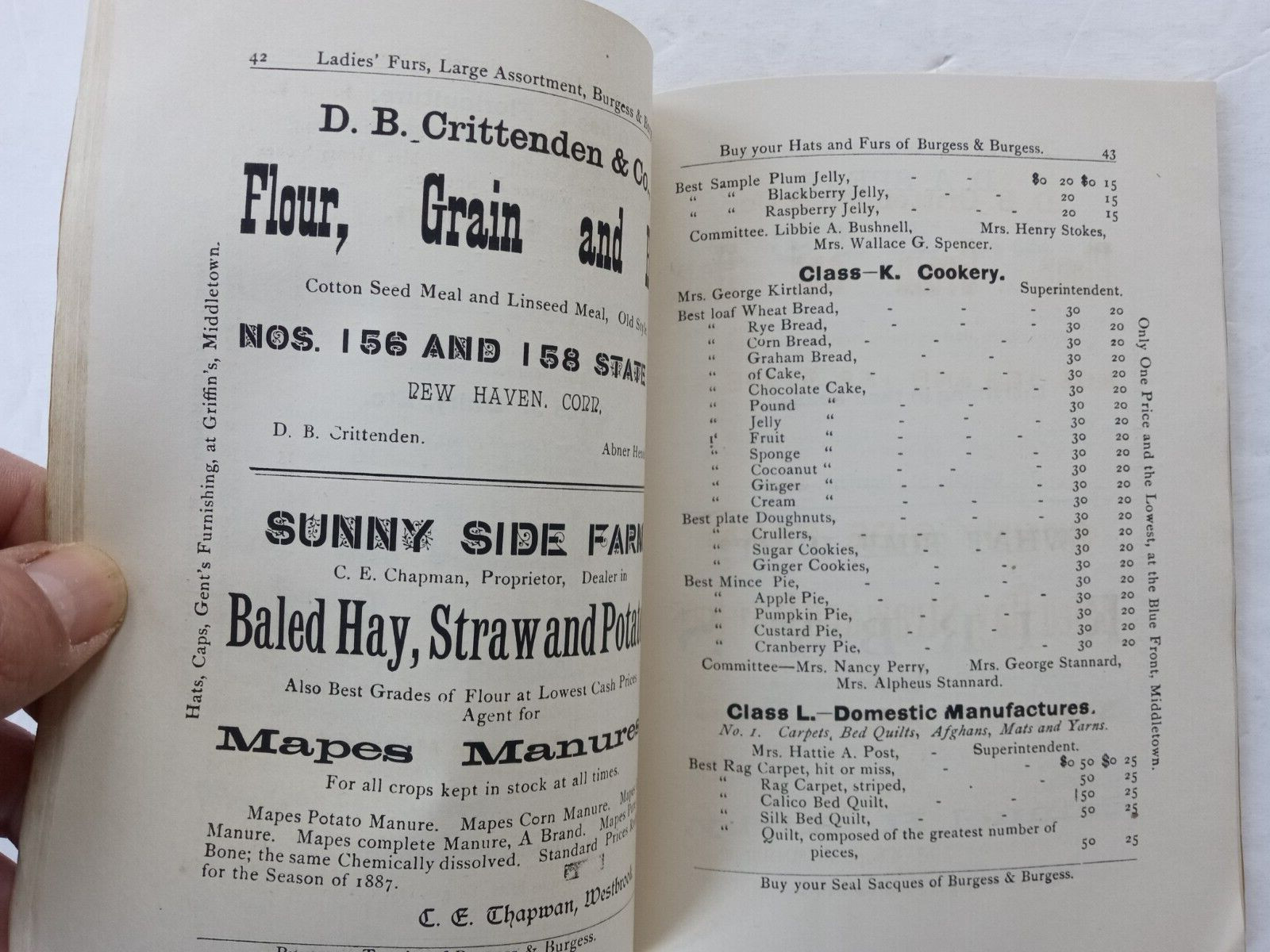 WESTBROOK CT Agricultural Society 1887 Cattle Show & Fair Program 7th Annual