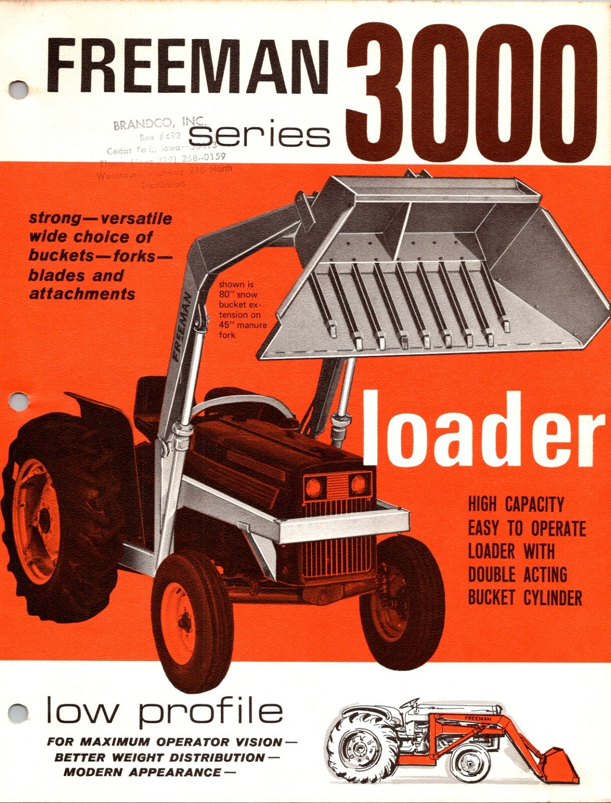 One(1) Freeman Series 3000 Loader Tractor Dealer Sales Specs Flyer Brochure