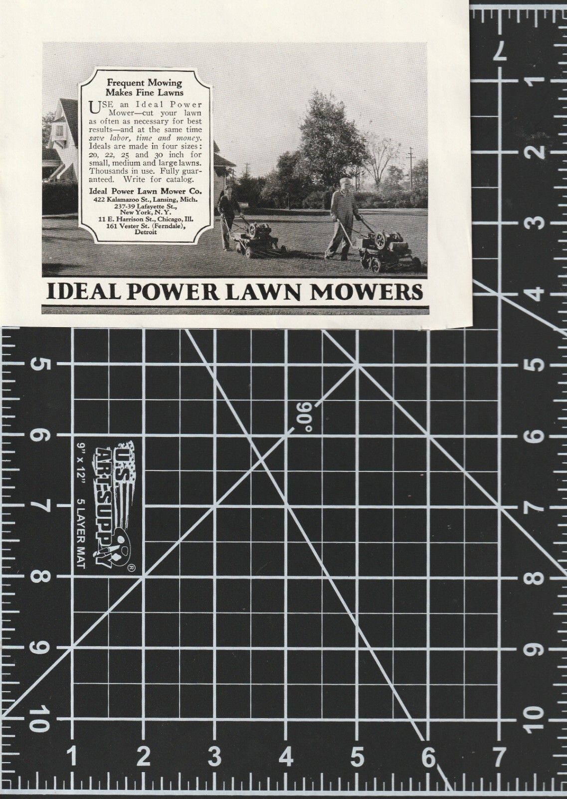 1927 Ideal Power Lawn Mower: Frequent Mowing Vintage Print Ad