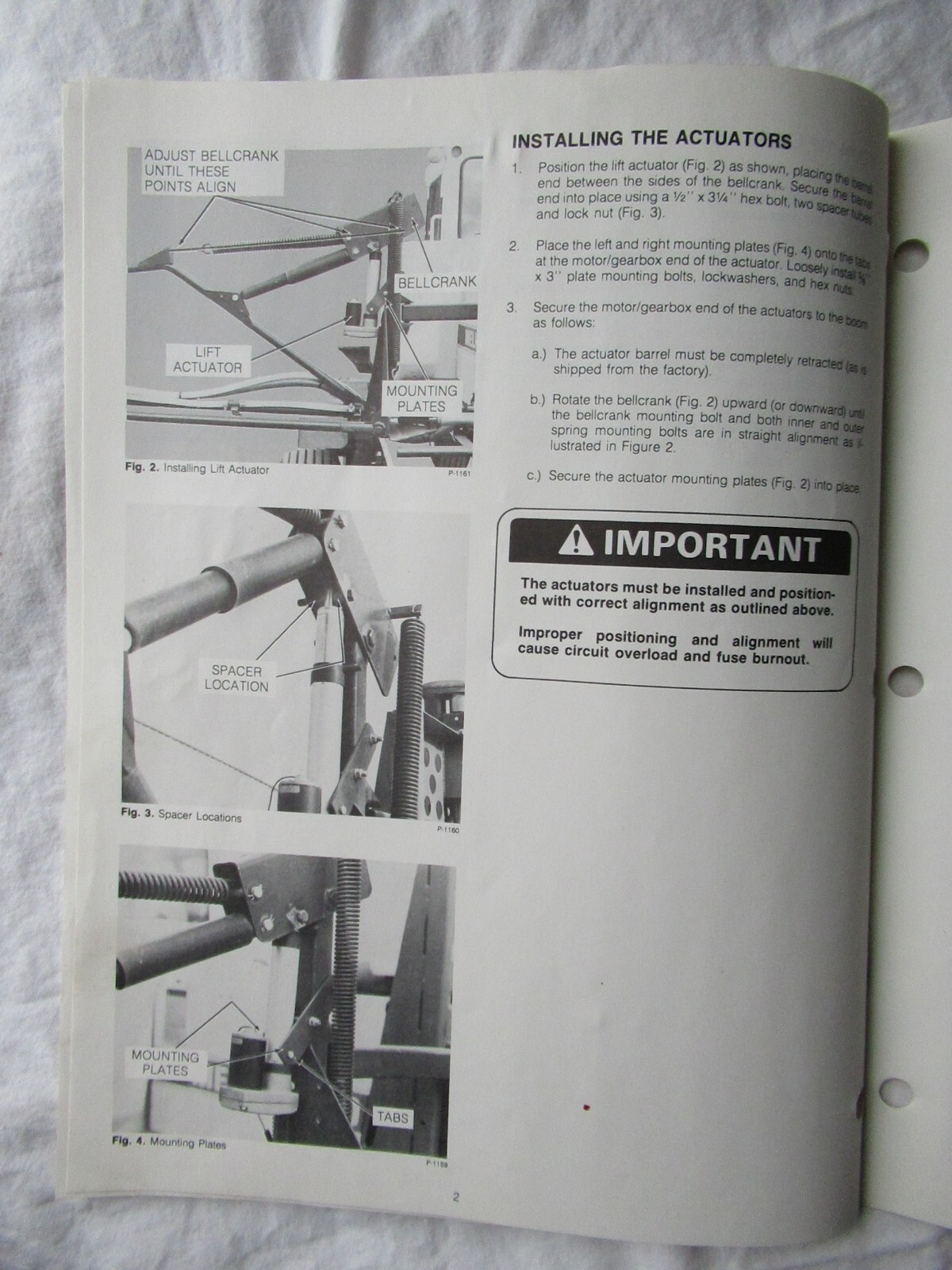 Melroe Spra-Coupe 216 220 Electric Boom Tip Lift Mounting Instructions Manual