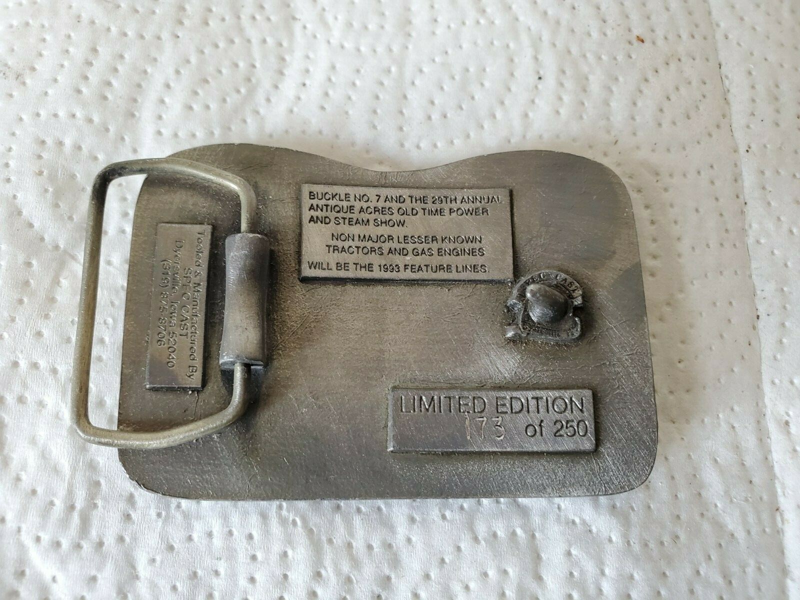 metal belt buckle old time power show antique acres cedar falls iowa 1993