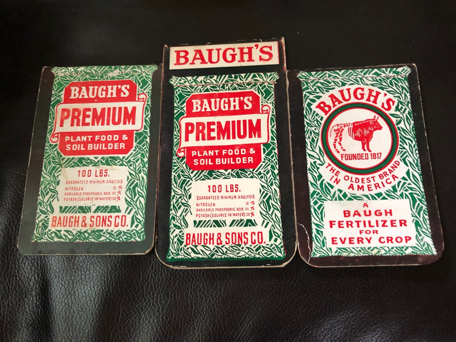 Lot of 3 Baugh’s Premium Plant Food Pocket Note Pad Advertising Old Store Stock