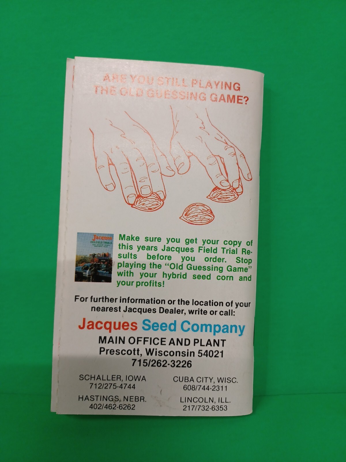 old JACQUES SEED GUIDE NOTEBOOK ADVERTISING FARM FARMING CORN SORGHUM SOYBEANS