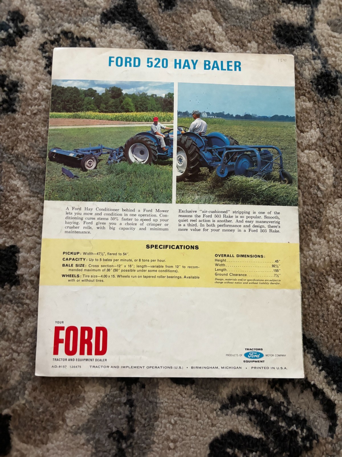 Ford Tractor 520 Baler Brochure DCPA26