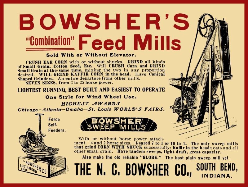 Bowsher Feed Mills of South Bend IN New Sign – 18×24″ USA STEEL XL Size – 4 lbs.