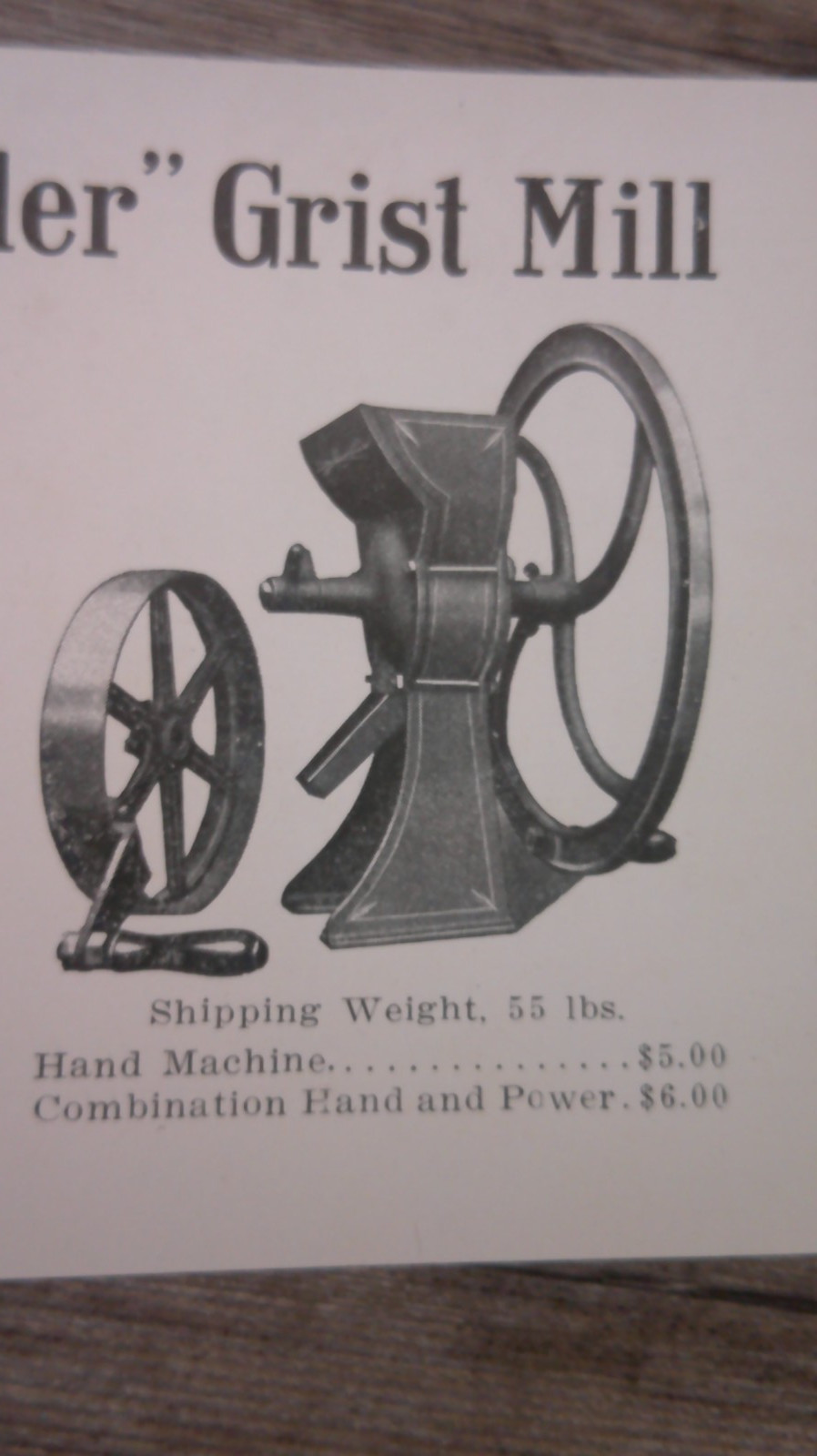 advertising paper for Humphrey’s grist mill for farm and home pictured 11B