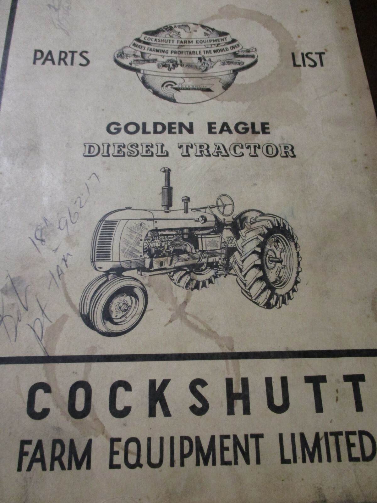 Cockshutt “Golden Eagle” Diesel Tractor Parts List 1957