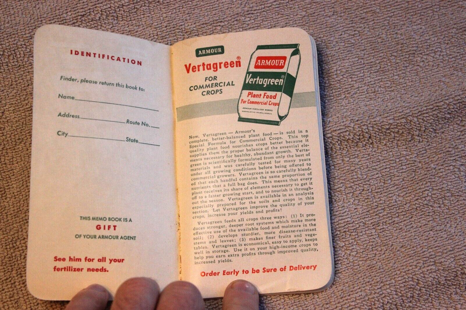 1959 Armour Fertilizers 3 1/8″ x 5 7/8″ advertising notebook