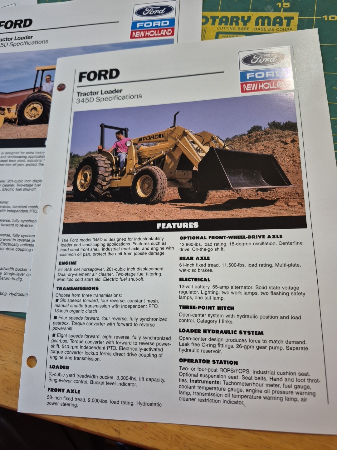 3 1990-92 FORD NEW HOLLAND Brochures Box Scraper 700 & 345D 545D Tractor