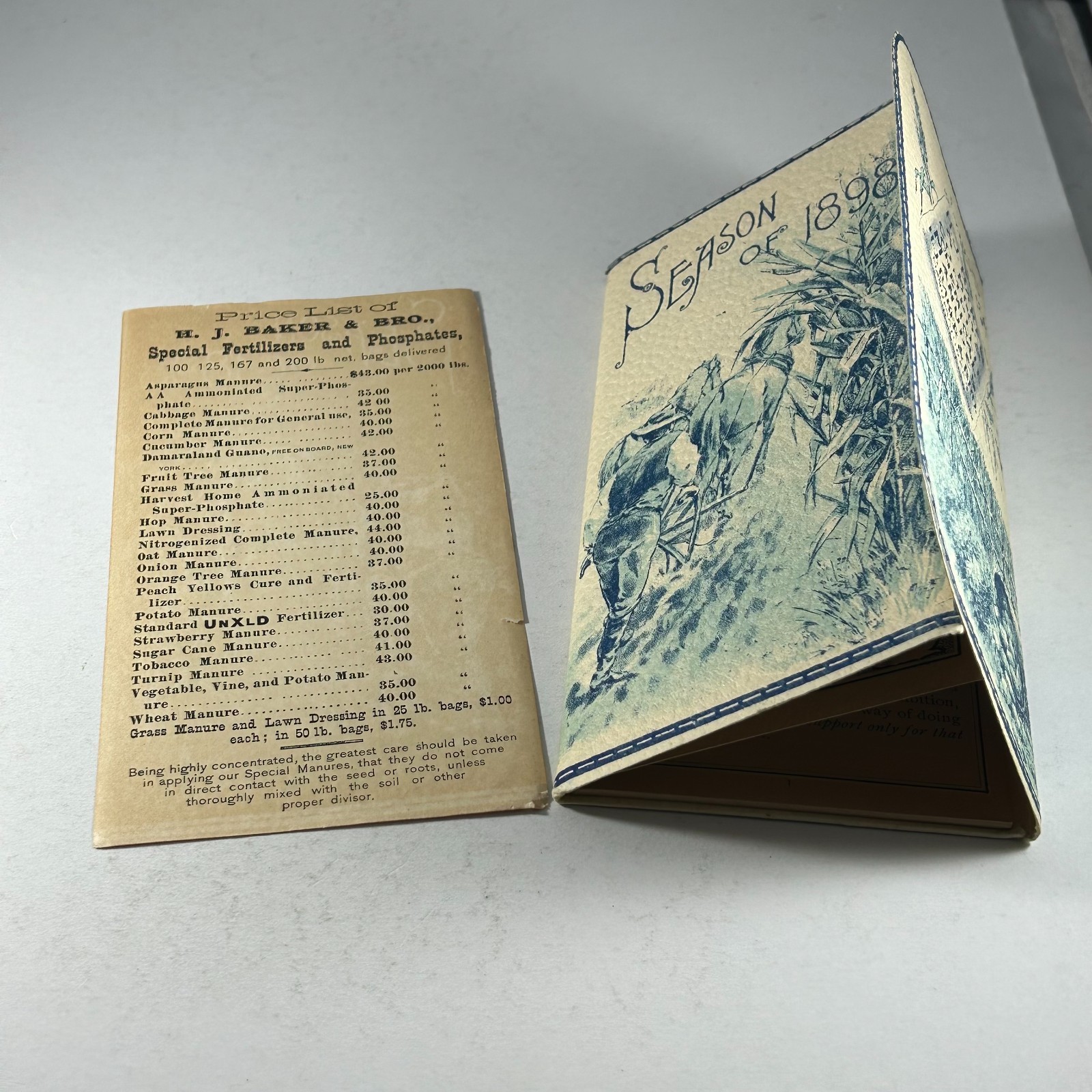1898 Facts for Farmers H J Baker Fertilizers Manures Guide Advertising Brochure