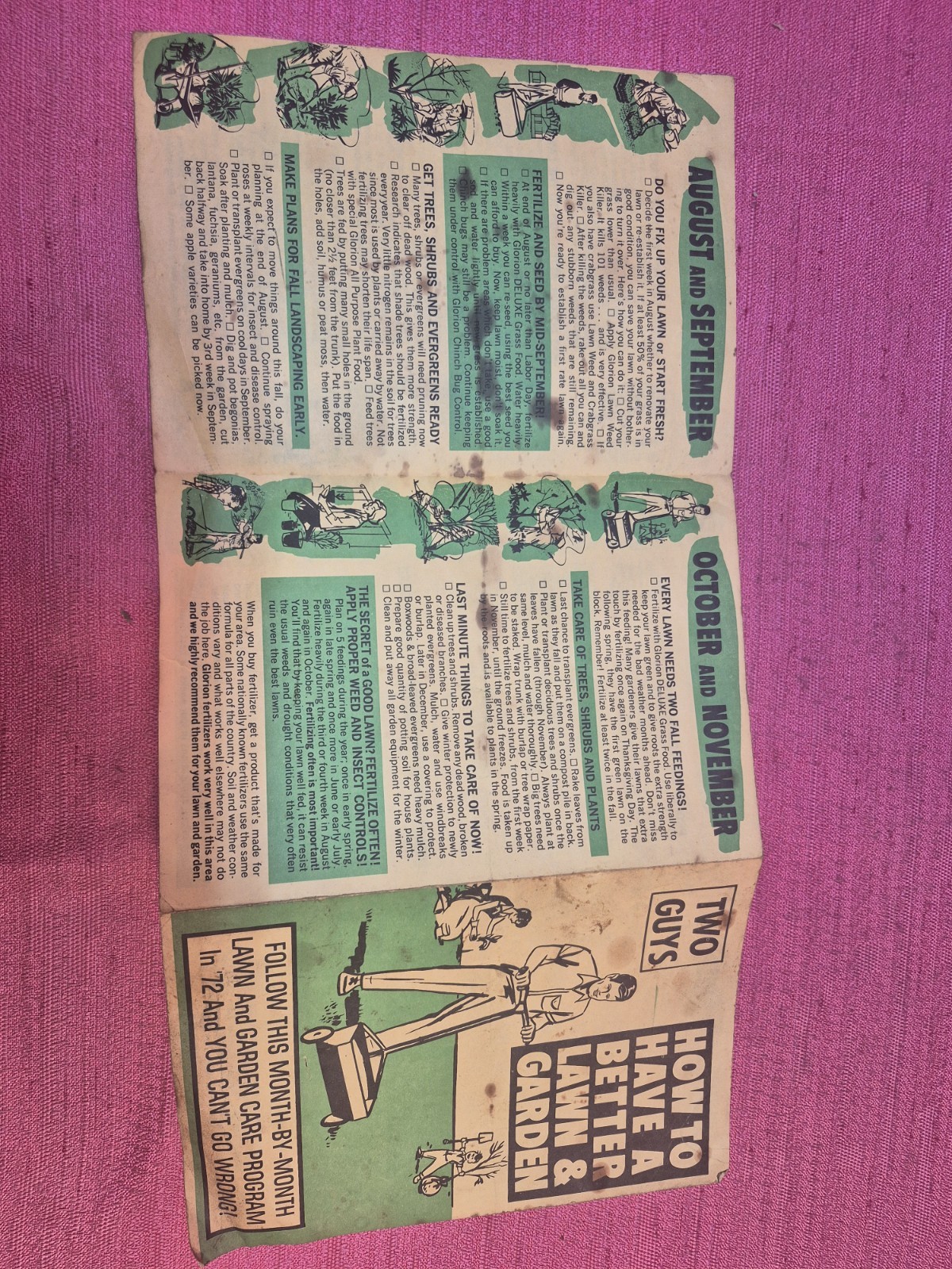 Vintage 1972 Two Guys How To Have A Better Lawn & Garden Foldout Brochure Ad