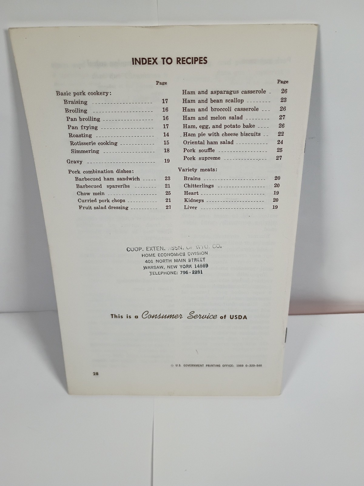 1970’s US Department Of Agriculture ‘Pork In Family Meals