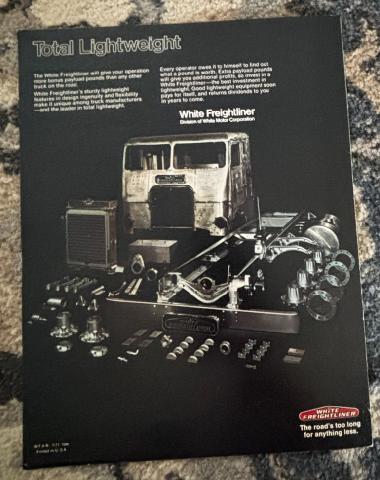 White Freightliner Light Weight For Bulk Hauling Trucks for 1971 Brochure DCPA26