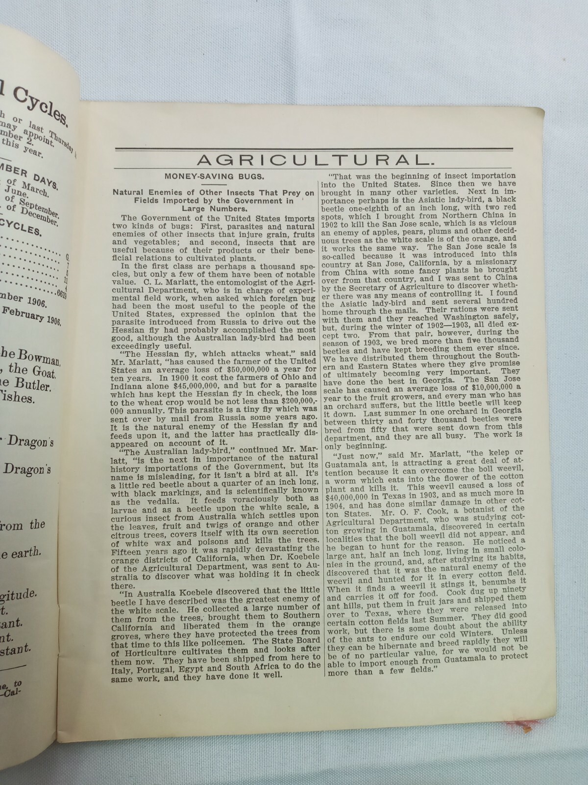 Vintage 1906 John Bear Baer’s Agricultural Almanac Lancaster, PA Antique Farmers