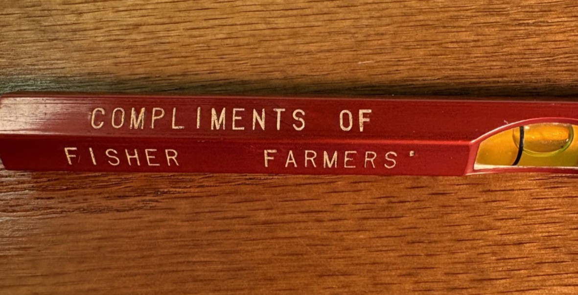 Vintage Stevens Level,5.25″, Fisher Farmers Grain & Coal,Adv.Excellent