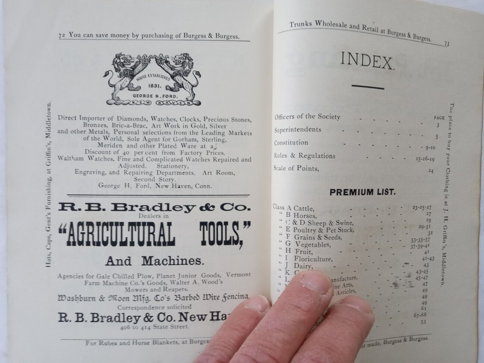 WESTBROOK CT Agricultural Society 1887 Cattle Show & Fair Program 7th Annual
