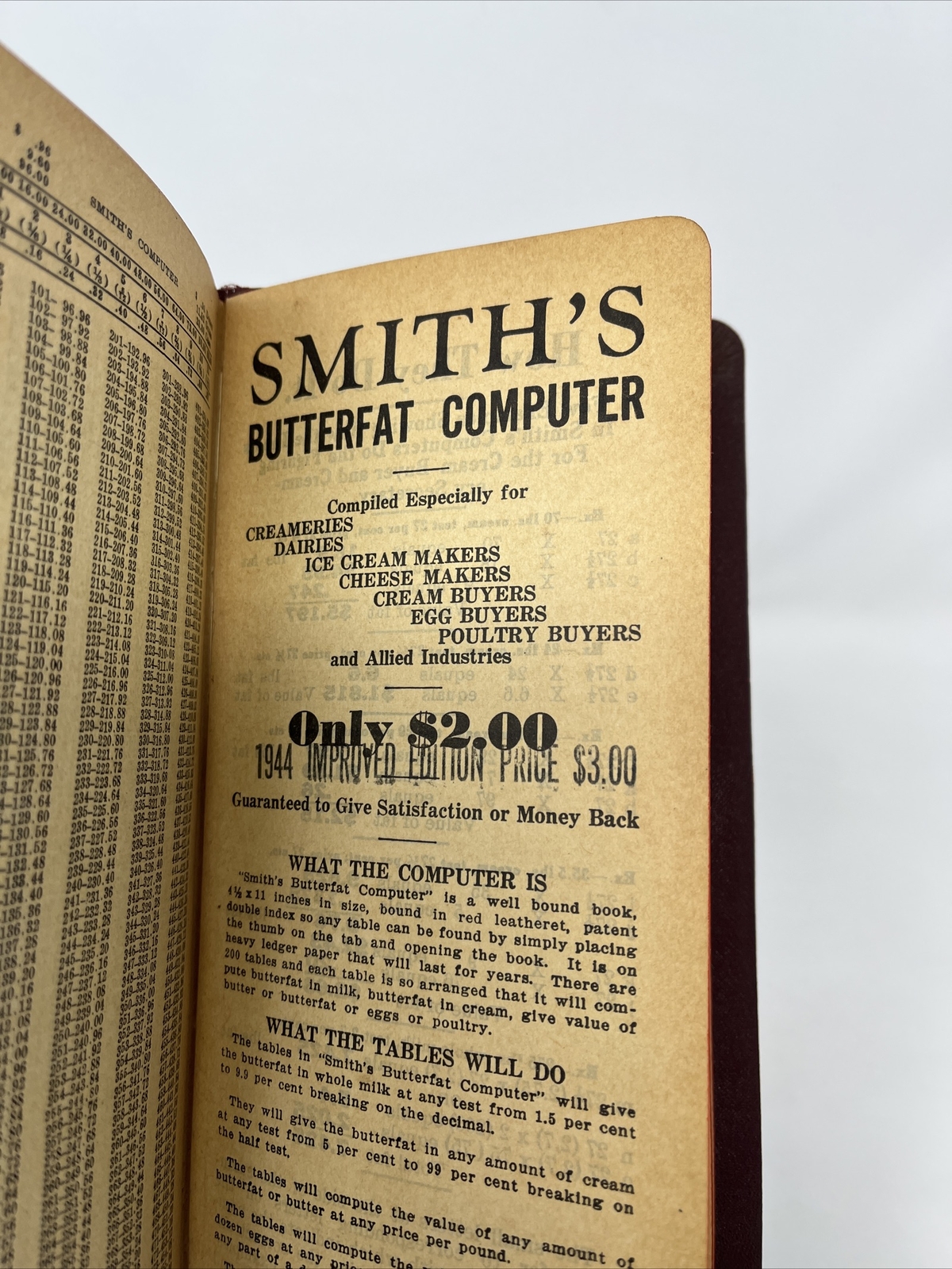Vtg Butterfat Calculator Book 1940s Smith’s Computer Commodities