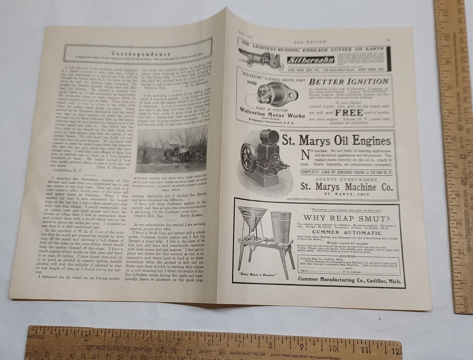 1915 – SILBERZAHN Ensilage Cutter GEHL BROS – magazine ad – listing #5817