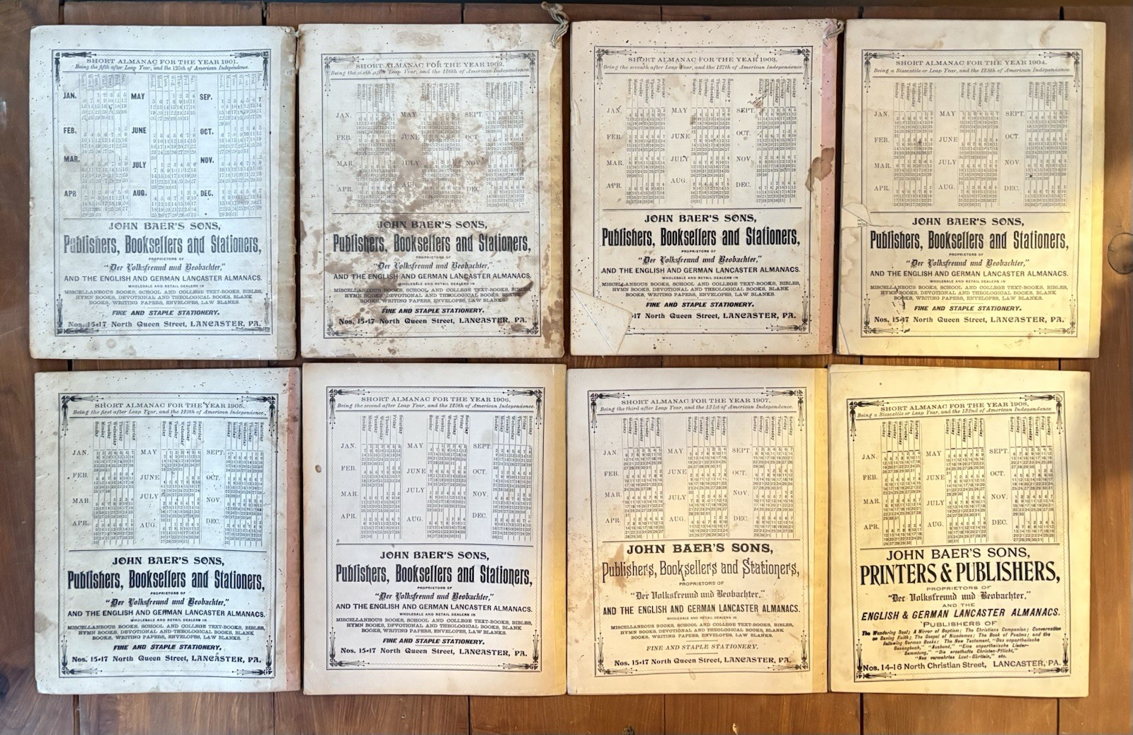 Lot Of 23 John Baer’s Agricultural Almanac Lancaster, PA Antique! 1900’s