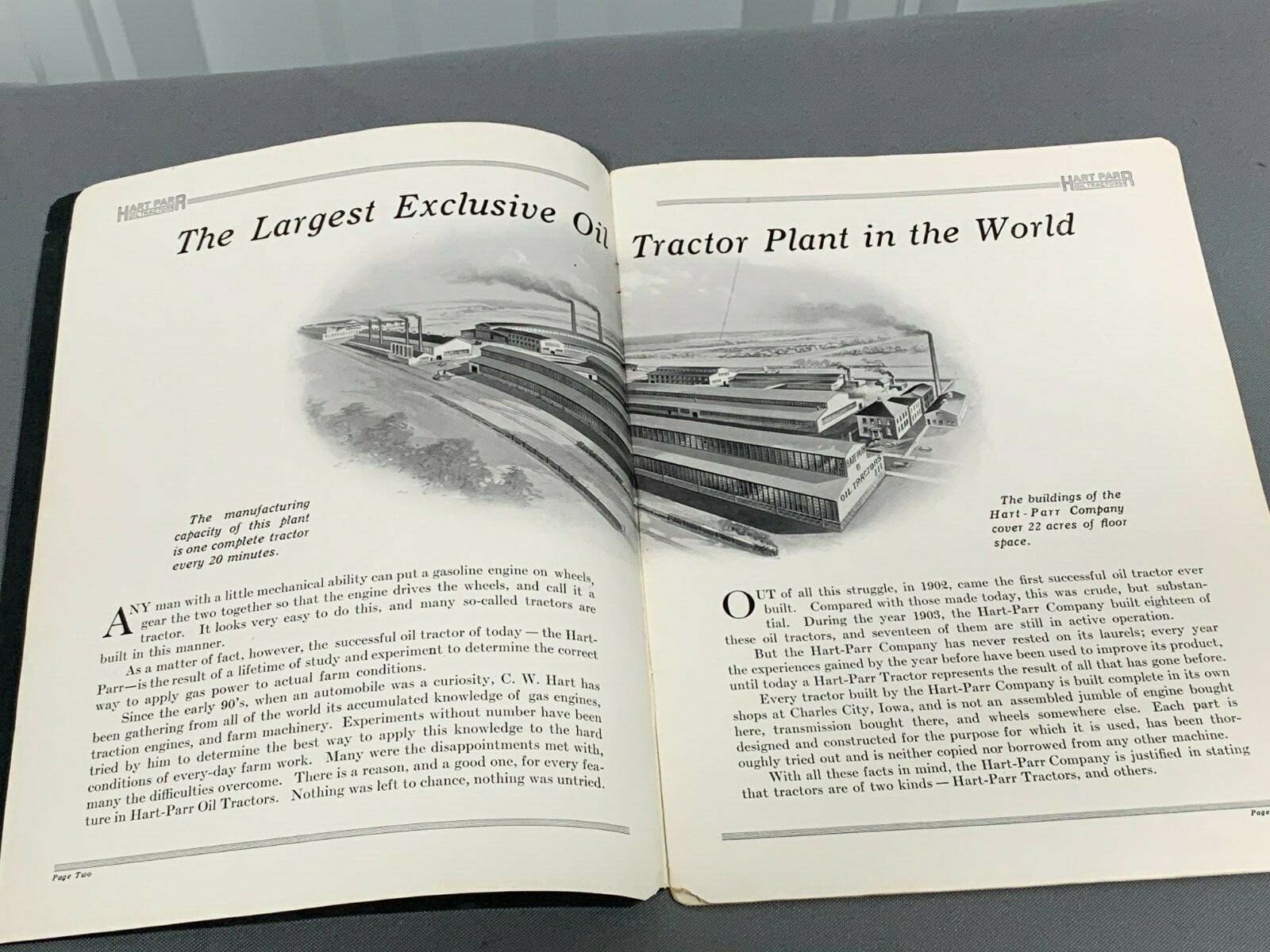 Vintage 1910’s HART PARR OILKING 35 Prairie Tractor Sales Brochure Catalog RARE