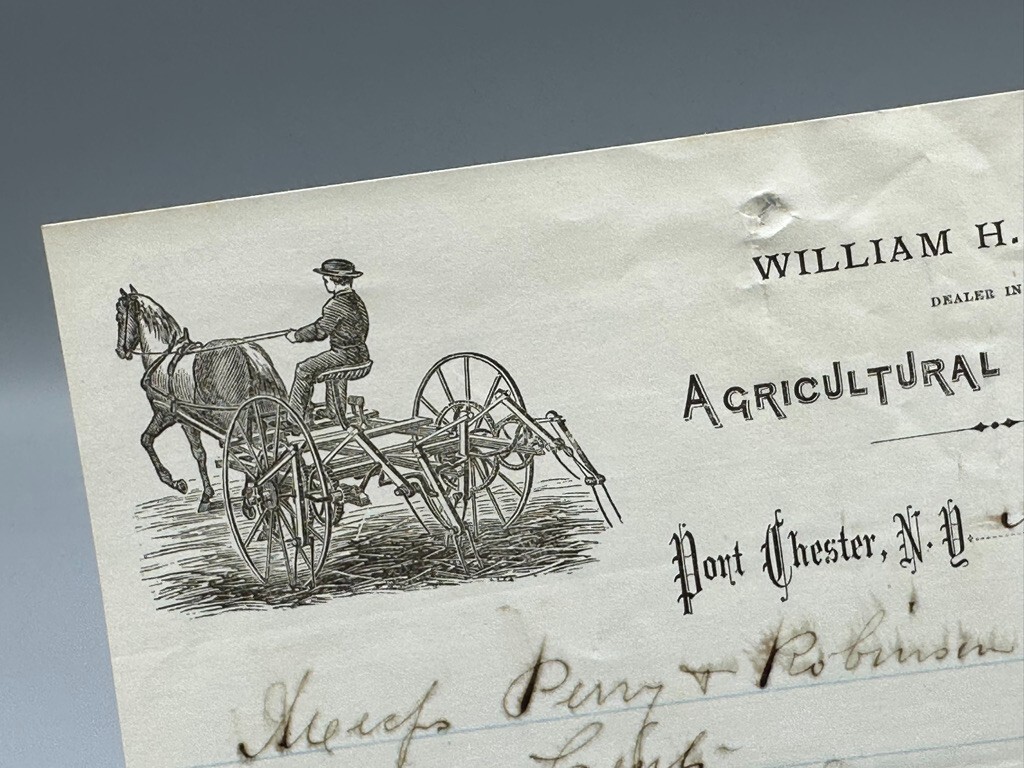 1876 William FIELD Agricultural FARM Advertising Letter PORT CHESTER NY Antique