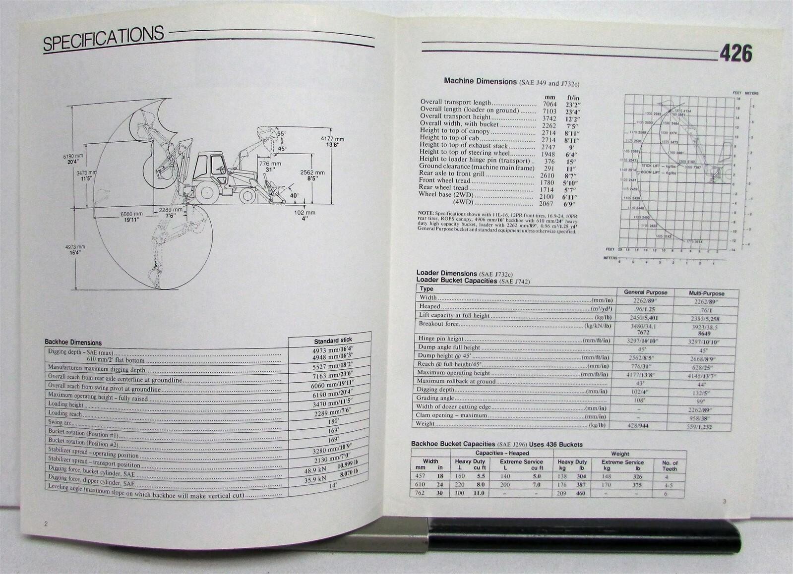 1994 Caterpillar 426 Custom Product Specifications Construction Sale Brochure