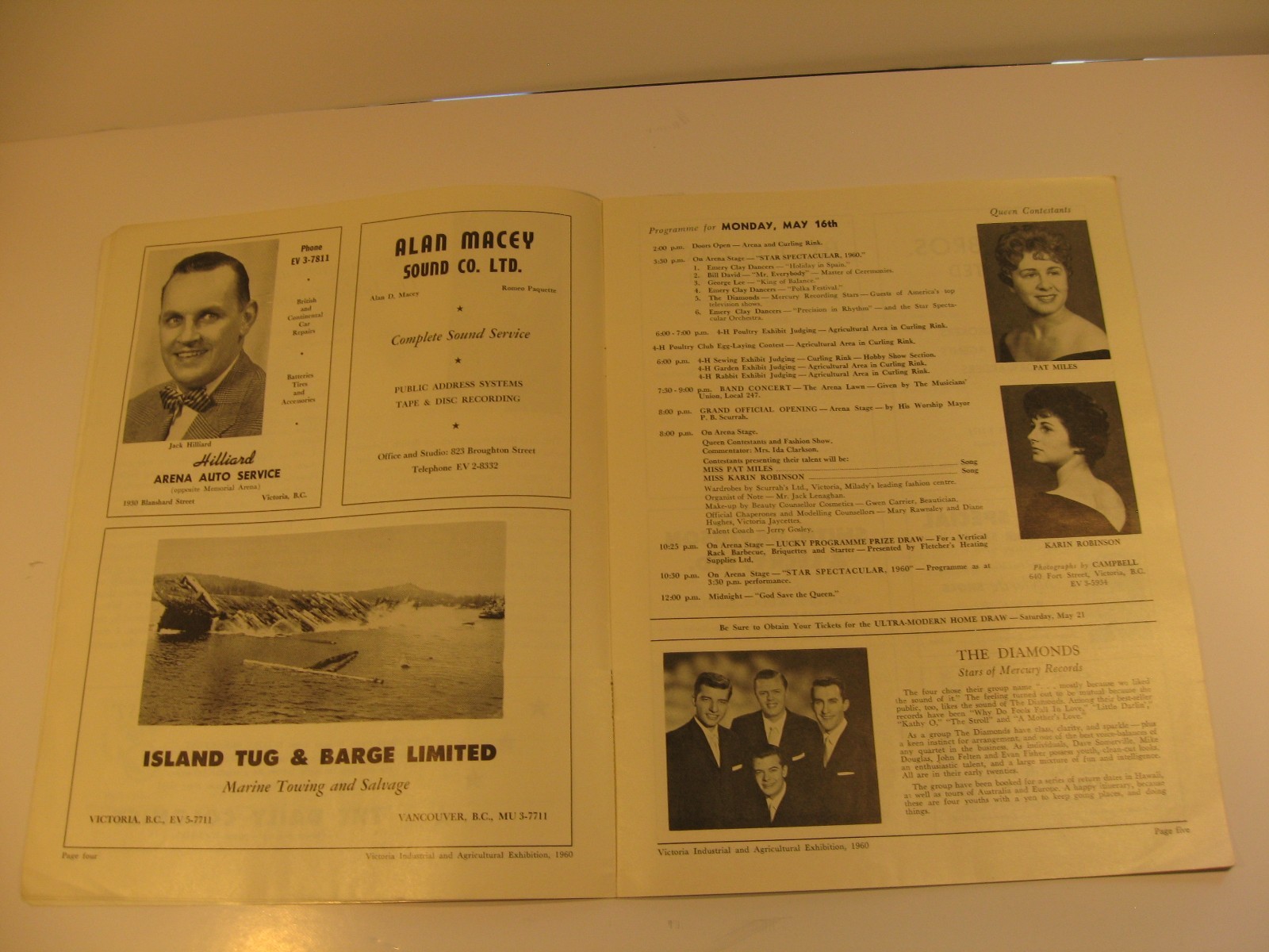 Victoria Industrial + Agricultural Exhibition Programme 1960 Memorial Arena