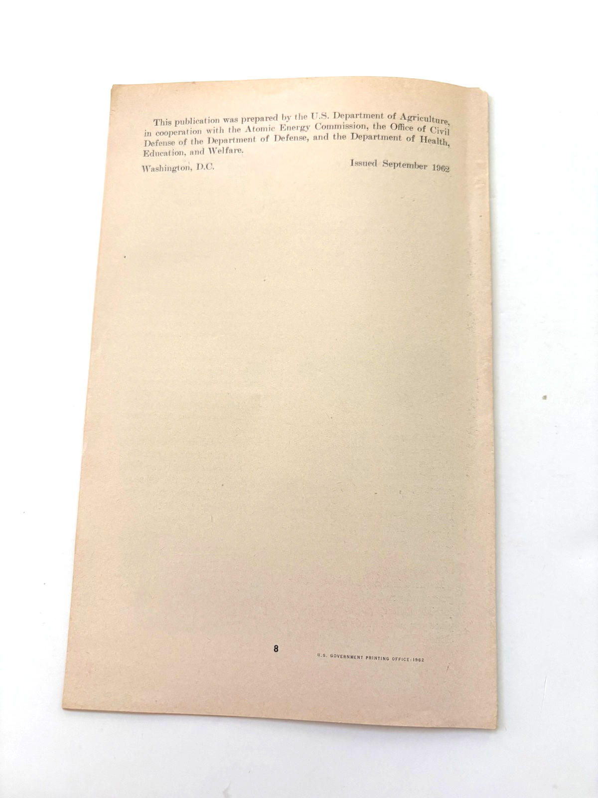 1962 U.S Dept. of Agriculture Pamphlet “Your Livestock Can Survive Fall Out” *
