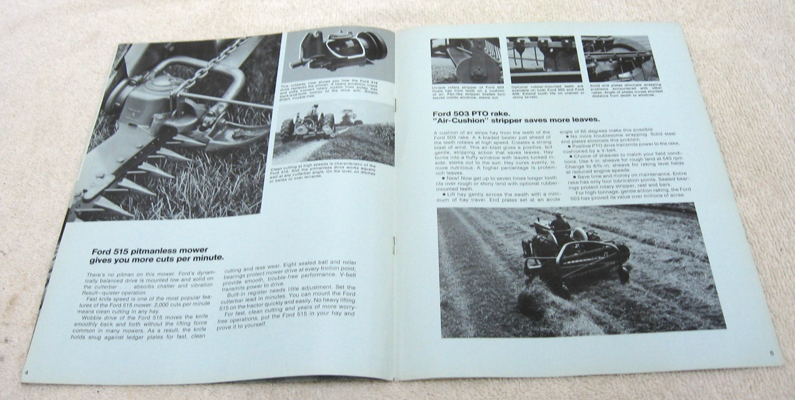 VINTAGE FORD TRACTOR MOWERS & RAKES BROCHURE 501 503 508 515
