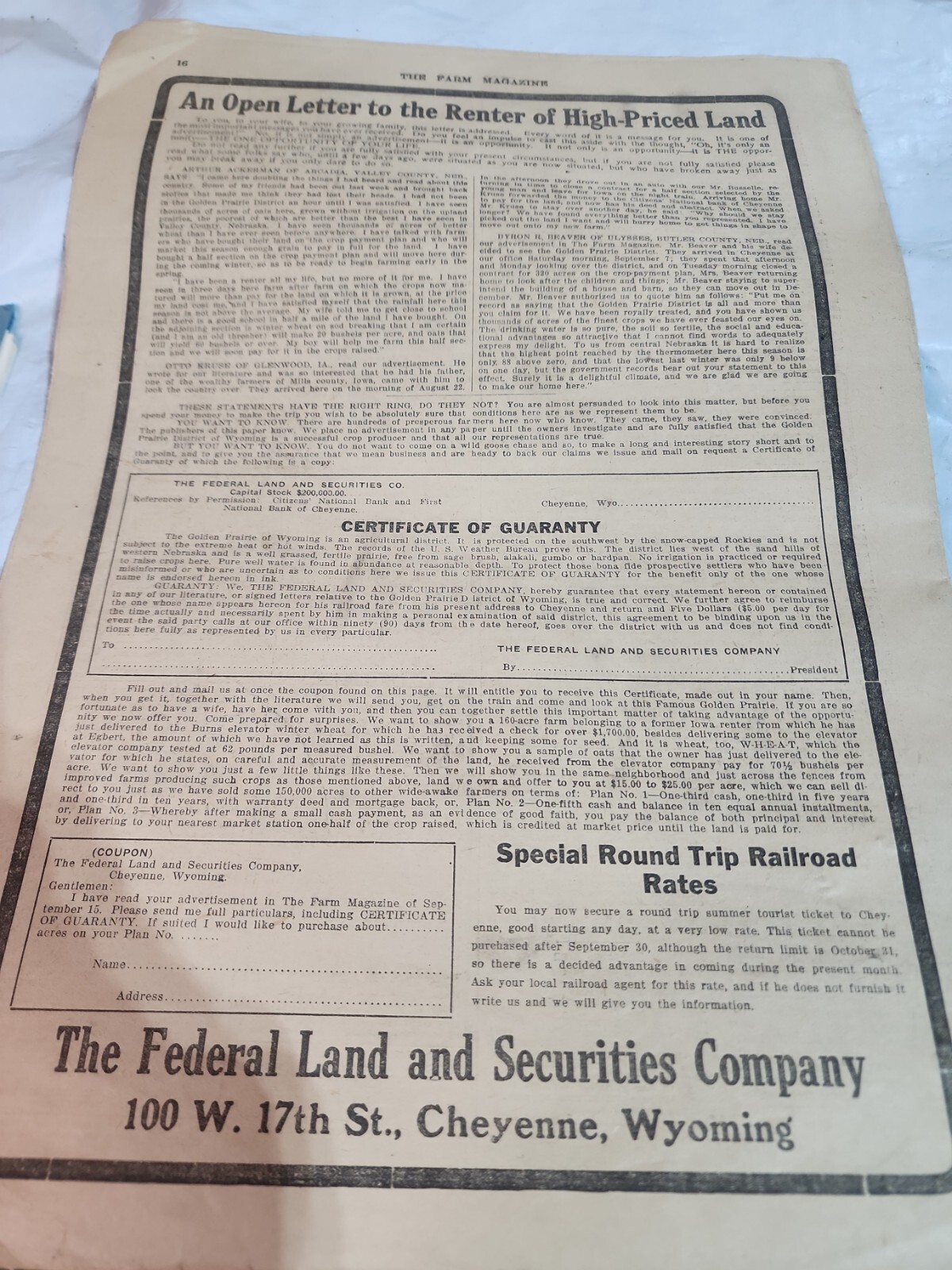The Farm Magazine Newspaper Vol XI September 15, 1912 Illustrated Advertisements