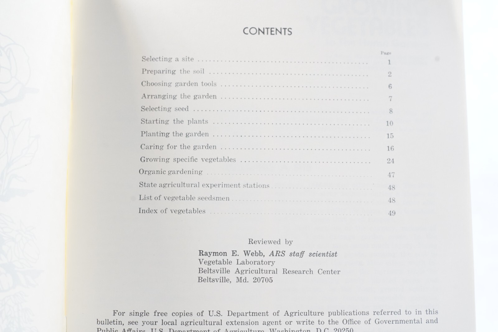 1980 U.S. Department of Agriculture Growing Vegetables Agricultural Brochure 202