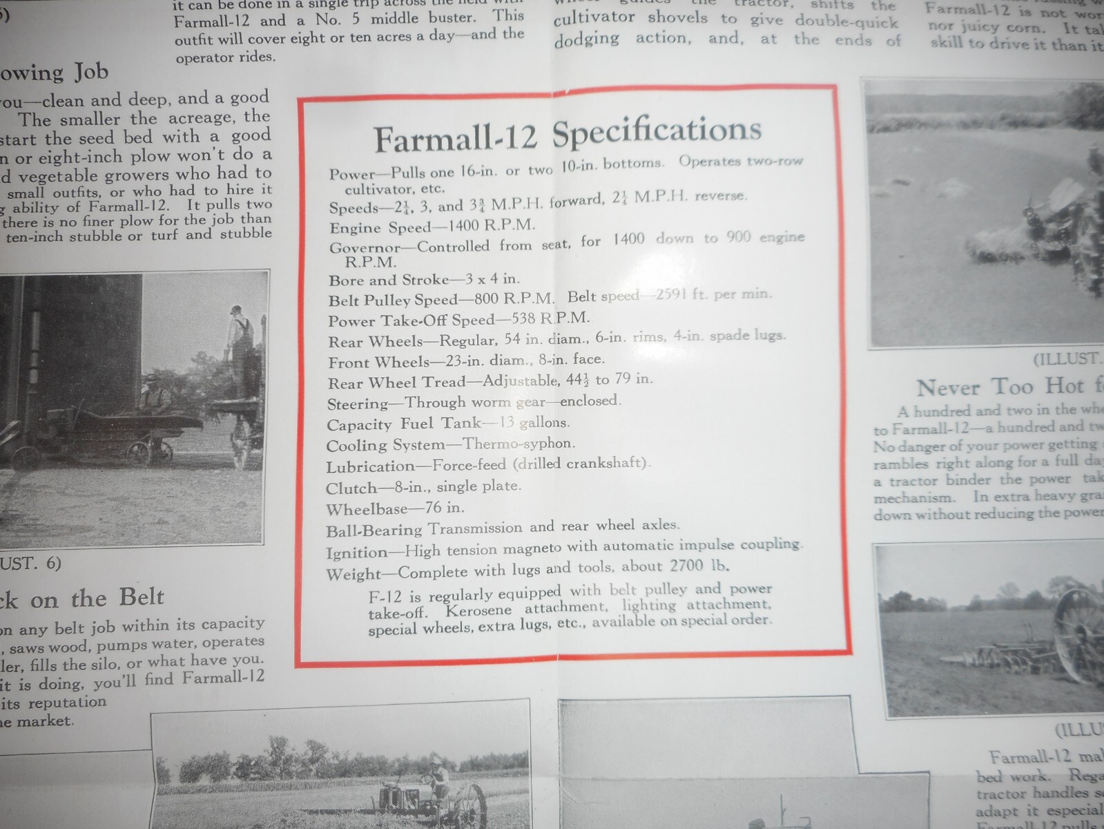IH McCormick Deering Farmall 12 Tractor Salesman Dealer Window Brochure c.1930