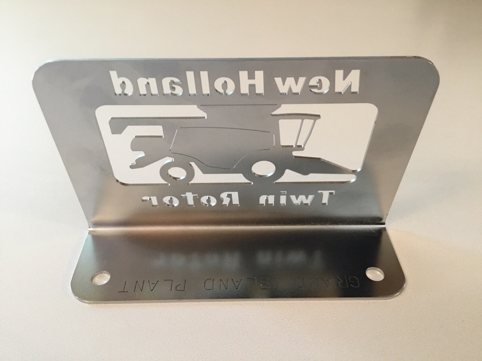 New Holland Grand Island Combine Plant Laser Cut Metal Desk Plaque