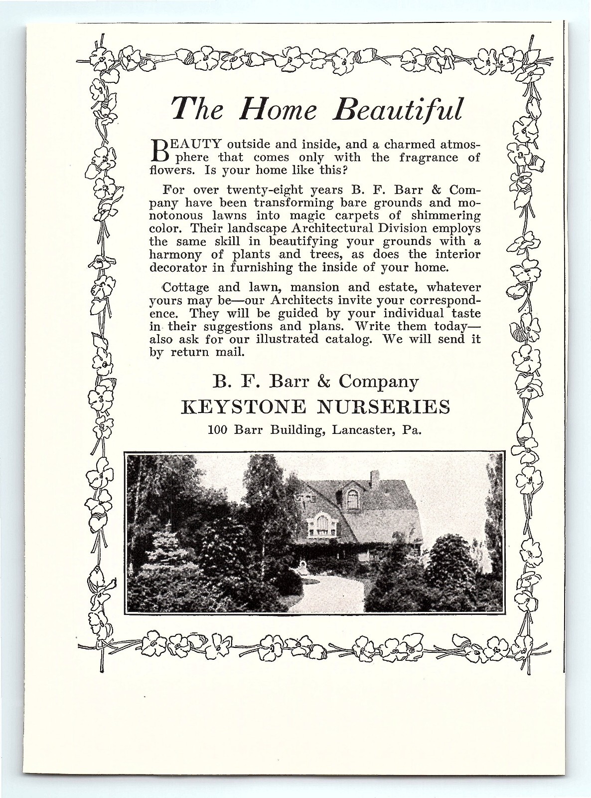 1921 Keystone Nurseries Lancaster PA B.F. Barr Ephemera Vintage 20’s Print Ad