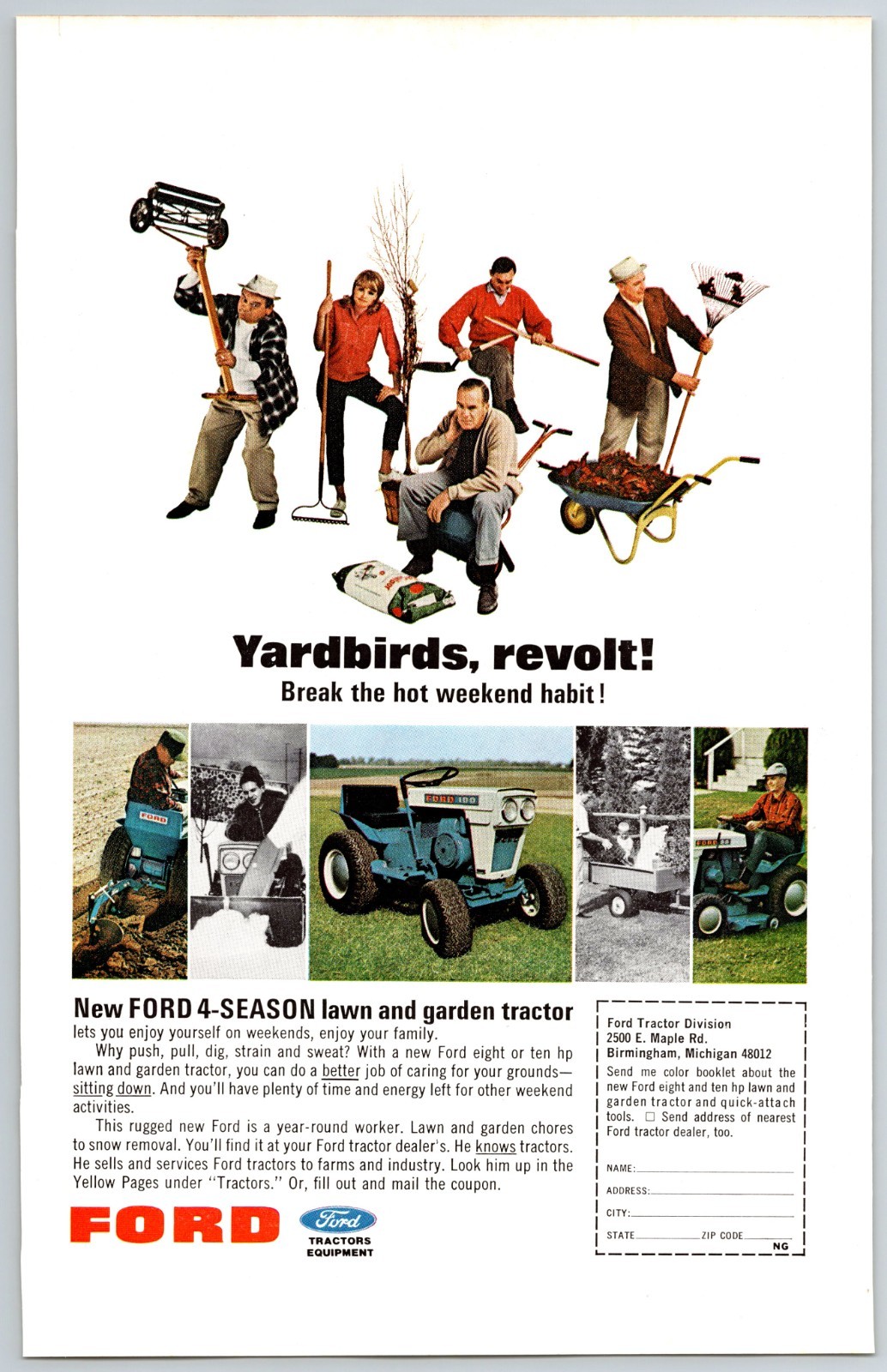 1966 Ford 4-Season Lawn & Garden Tractor 6.5 x 10″ Print Ad