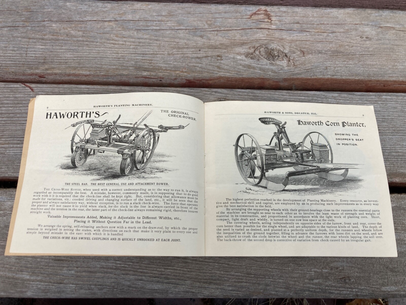 ANTIQUE HAWORTH’S PLANTING FARM MACHINERY BROCHURE c.1890’s DECATUR IL