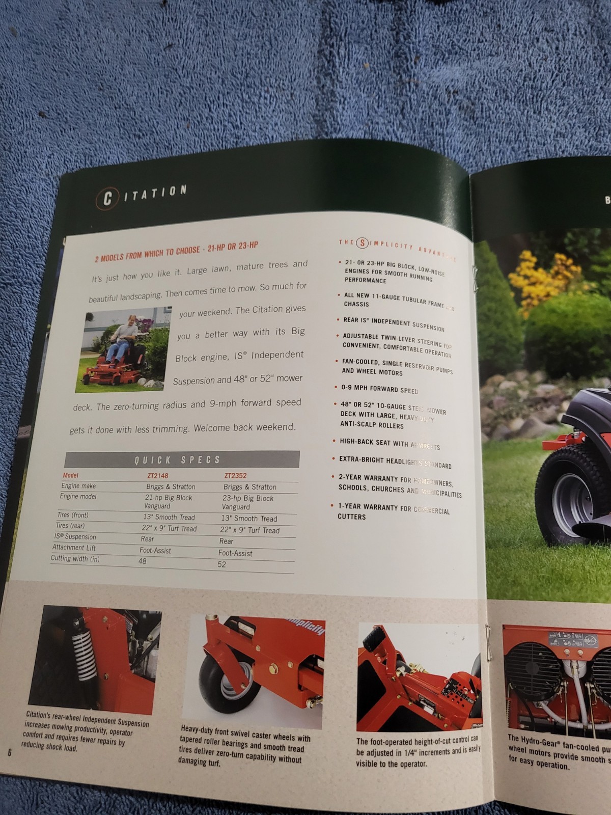 Simplicity 20005 Zero Turn Riding lawn Mowers BROCHURE Stallion Citation Z ZT