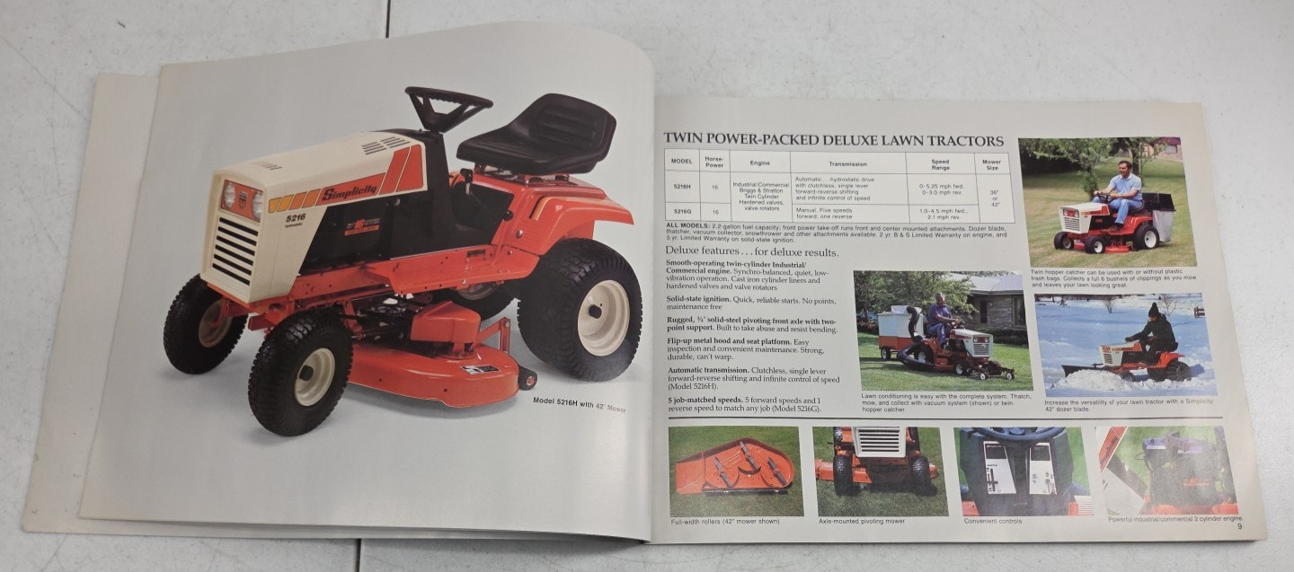 Vintage 1984 Simplicity Sales Brochure Garden Lawn Tractors Riding Mowers 840219