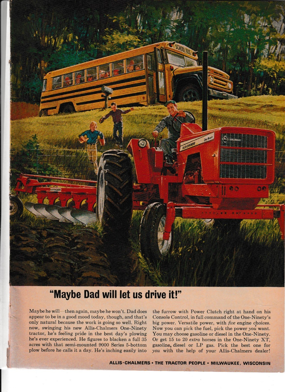 1965 Allis-Chalmers Tractor Magazine Ad “Maybe Dad Will Let Us Drive It!”