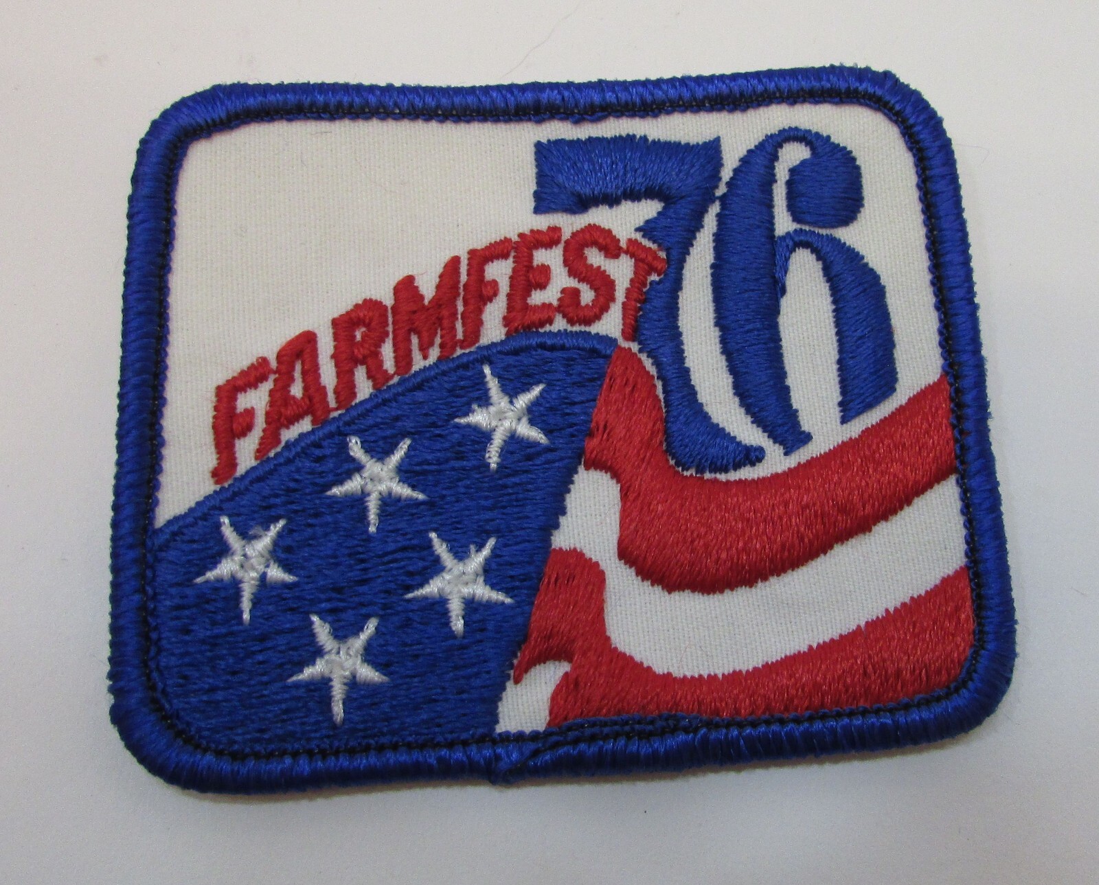 Vintage 1976 Farmfest 76 Minnesota Red White Blue Old Embroidered Patch 2.5×3″
