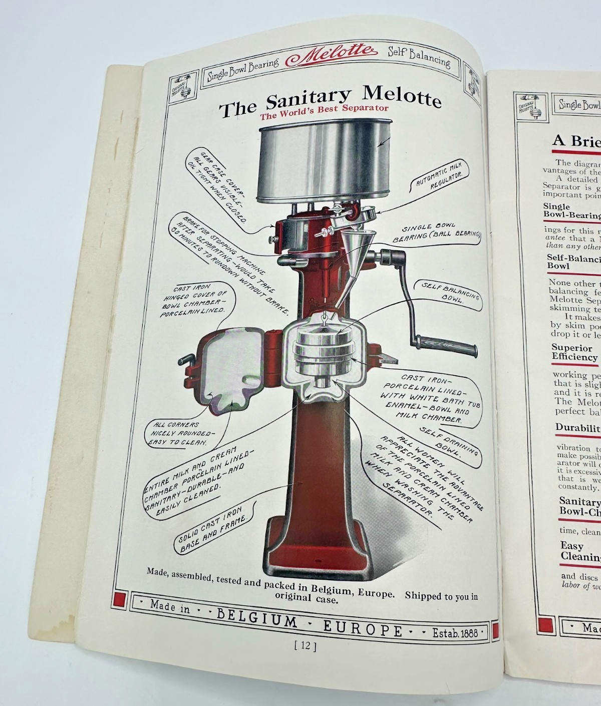 1913 Belgium Melotte Cream Seperator 48 page Catalog/Brochure
