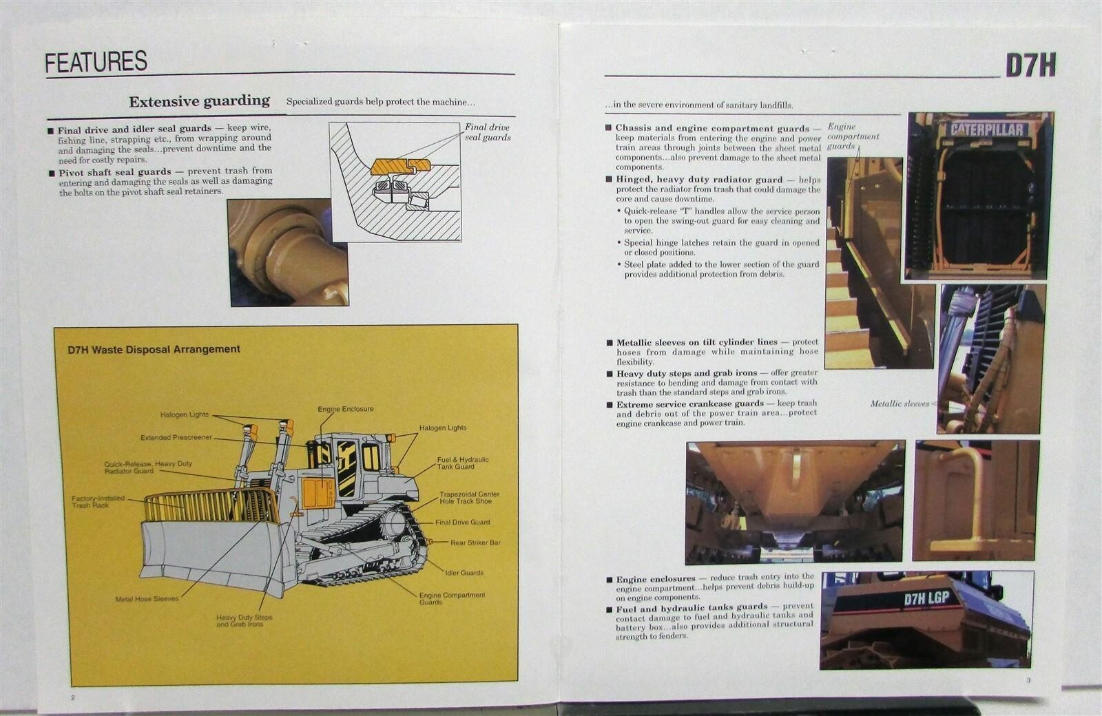 1994 Caterpillar D7H Waste Handling Construction Specs Sales Brochure