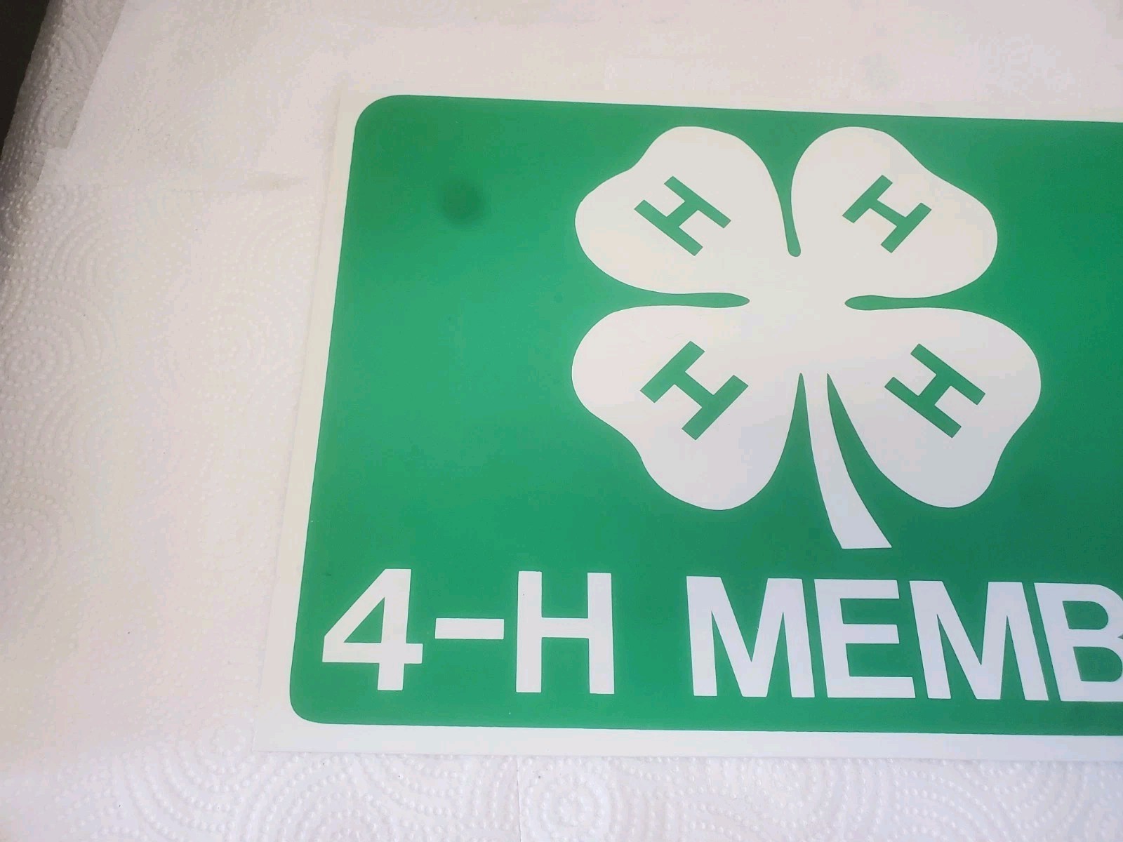 14″ X 12″ Plastic Sign 4-H Member Four Leaf Clover Logo Club