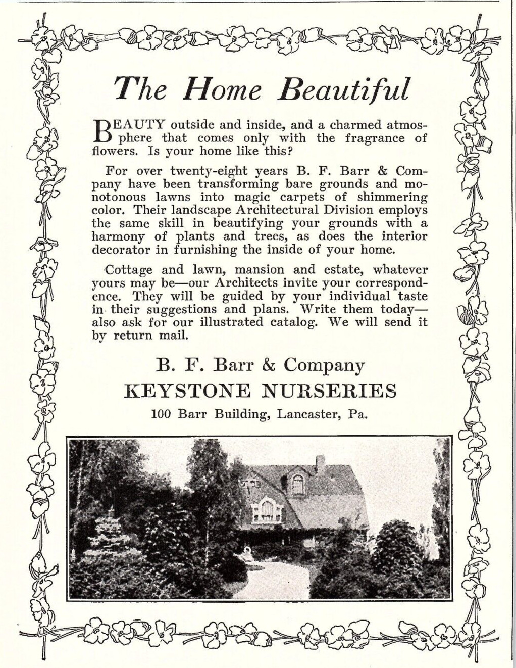 1921 Keystone Nurseries Lancaster PA B.F. Barr Ephemera Vintage 20’s Print Ad