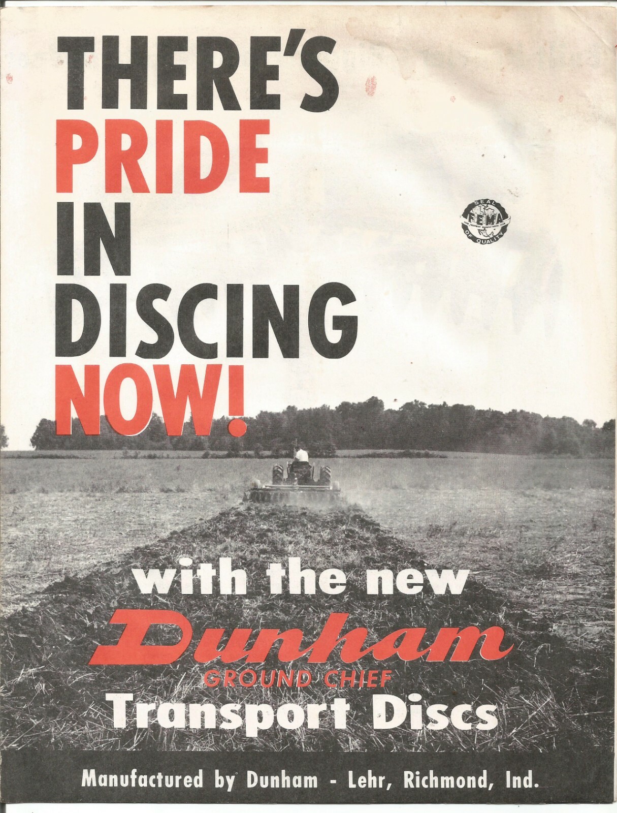 Original OE OEM Dunham GC Ground Chief Transport Discs Sales Brochure Spec Sheet