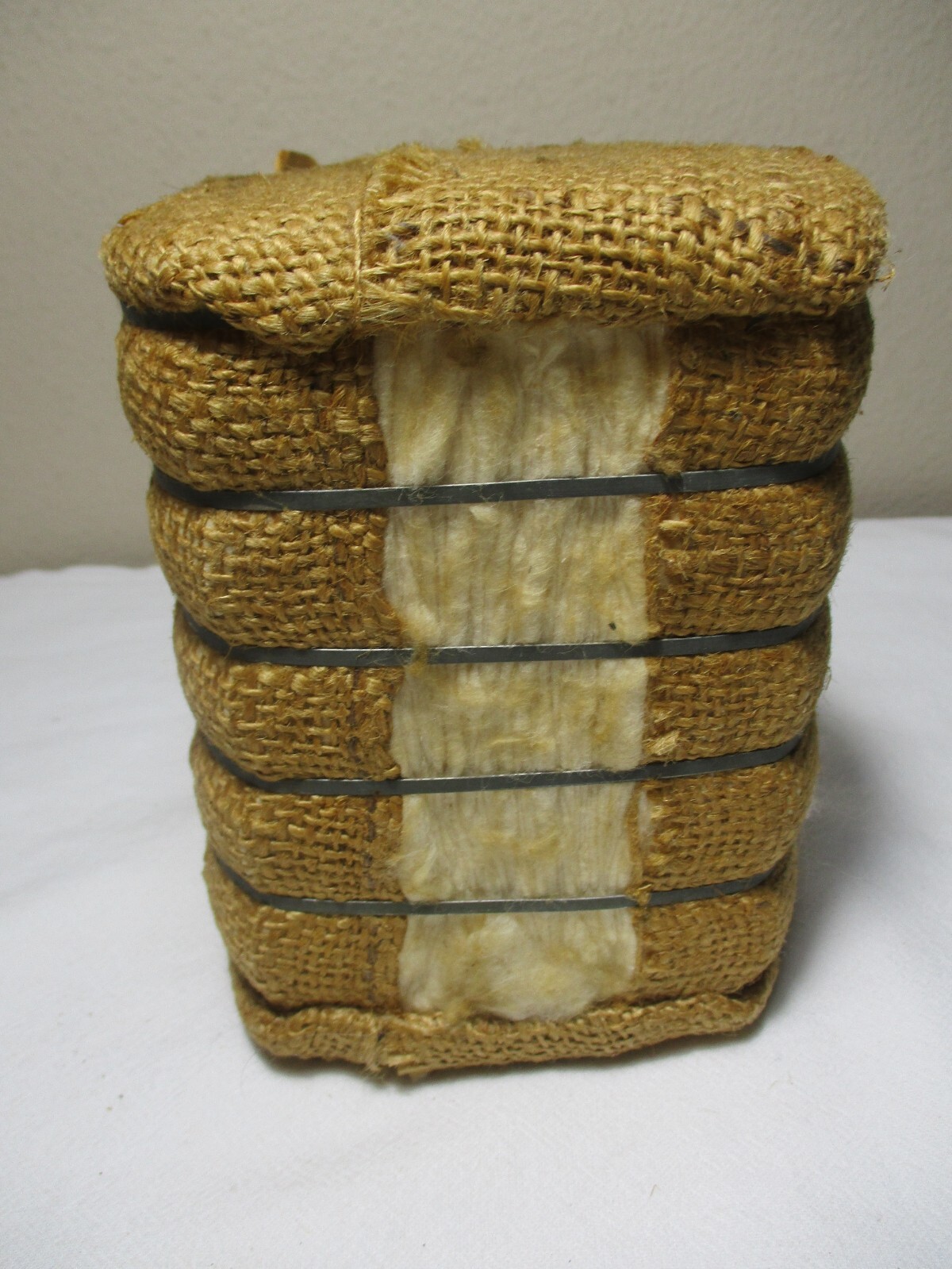VINTAGE 5″ REAL SOUVENIR COTTON BALE from GEORGIA with TAG