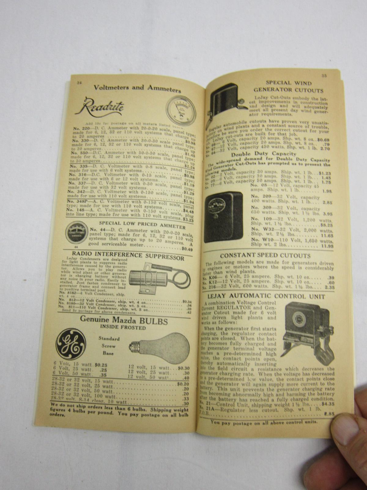 LEJAY Wind Electric Equipment Catalog Brochure Ad Vtg Old Farm Mill Tool Paper